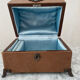 Vintage leather and silver metal jewelry box.