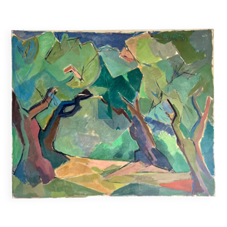 Forest, oil on canvas signed Marianne Spier