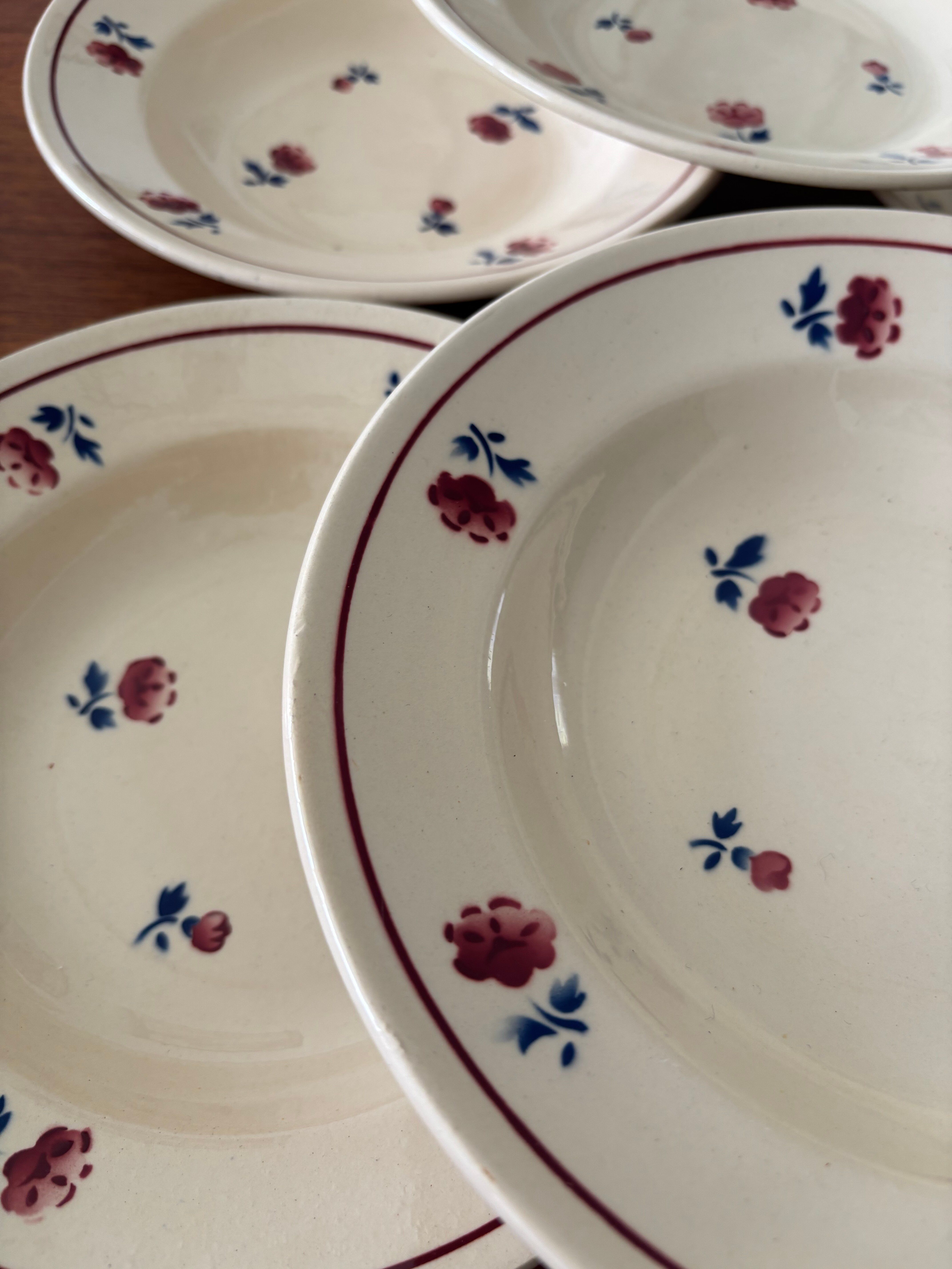 Set of 6 deep plates Badonviller model Jean – Antique crockery