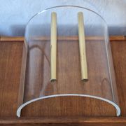 Italian magazine rack in acrylic and solid brass, 1970s