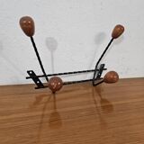 Vintage wall coat rack - Varnished wooden coat rack