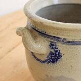 Old ceramic jar from Alsace with blue decoration.