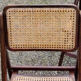 Set of 4 folding chairs wood and canning of the 70s
