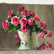 Tombée de roses, huile sur toile signé Miller Ranson