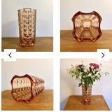 Art Deco Faceted Pink Glass Vase