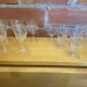 11 verres à pied à vin et eau en verre décor gravé vintage