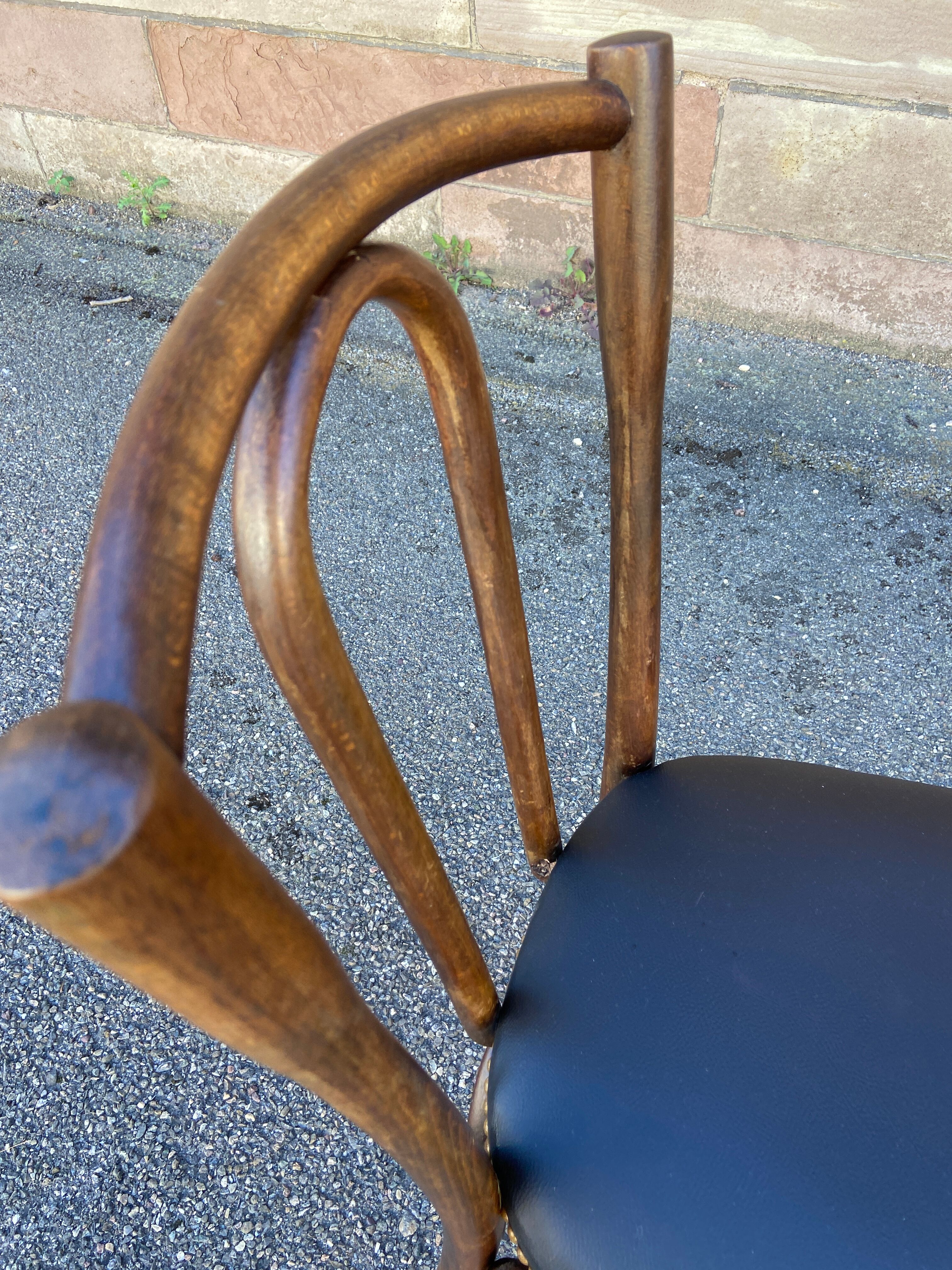 2 Restaurant chairs bent wood imitation vintage leather French bistro