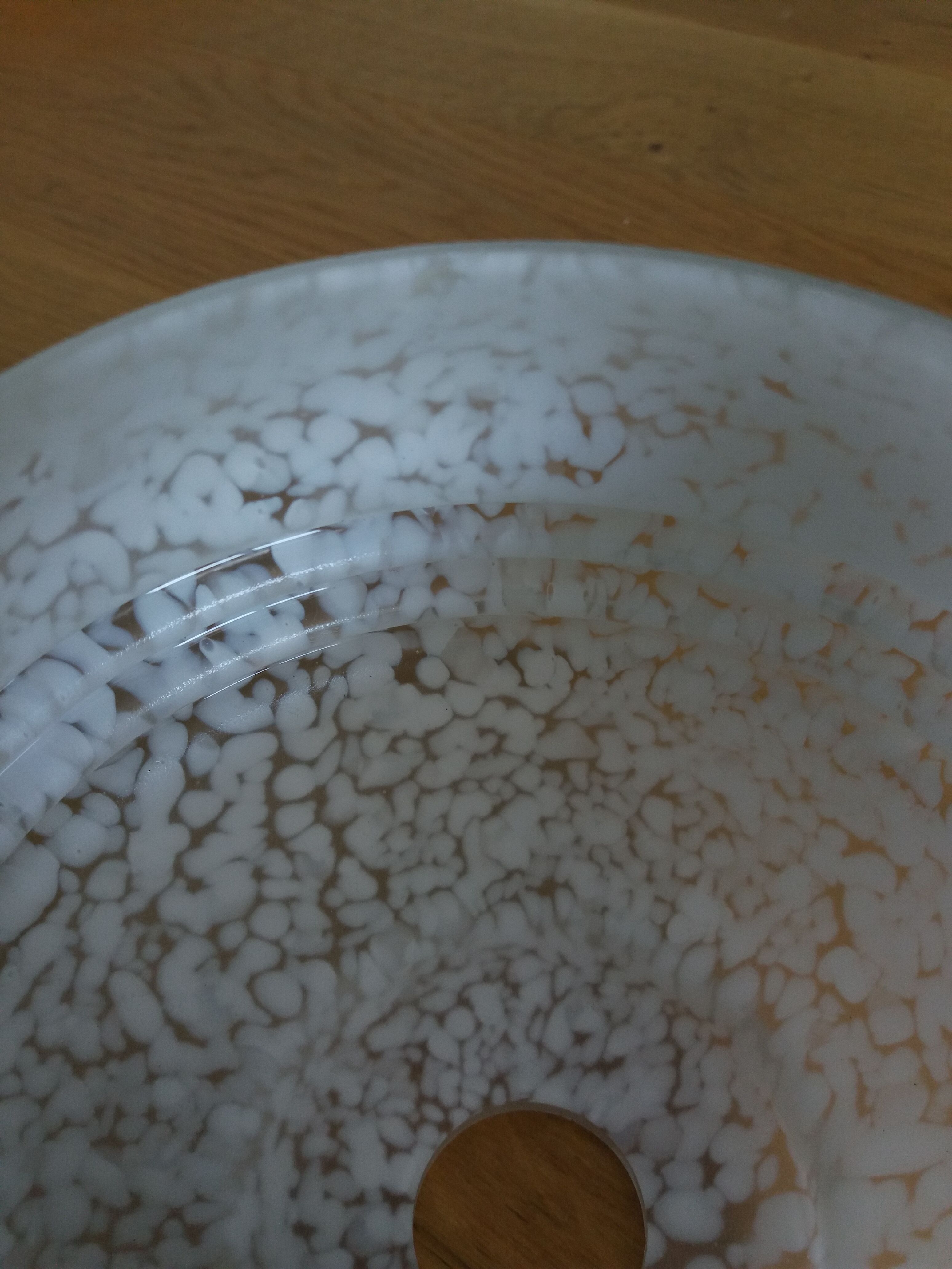 Globe lampshade in white speckled blown glass from Clichy