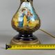 Antique French porcelain table lamp, brass and satin glass, 20th century.
