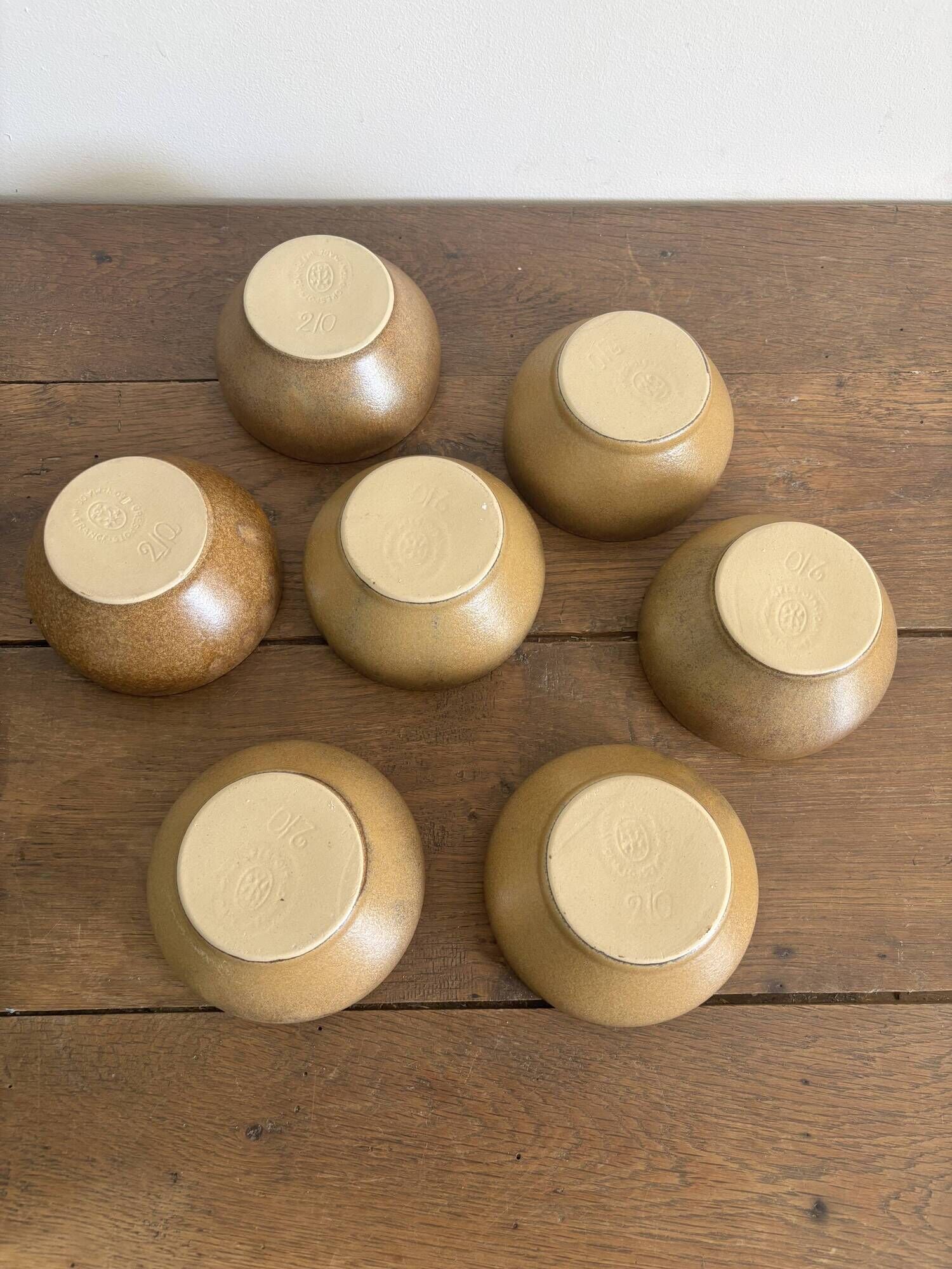Set of 7 brown stoneware bowls from Digoin.