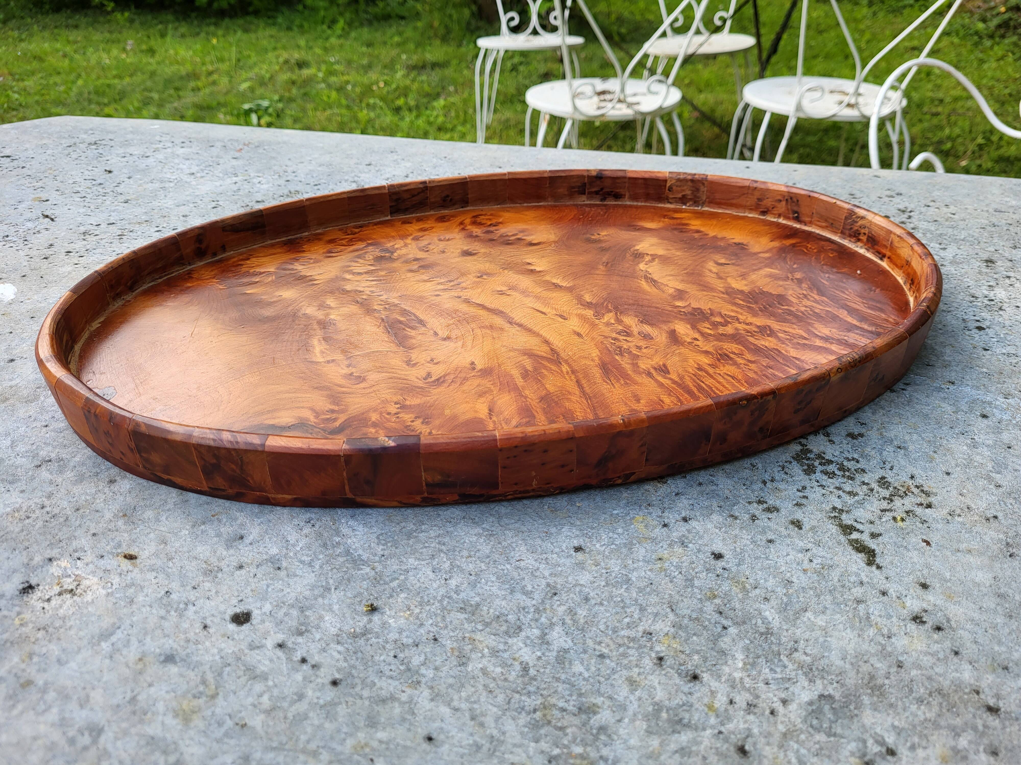 Oval wooden tray