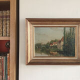 Charles ripault, active early 20th century. la roche-posay. oil/cardboard.