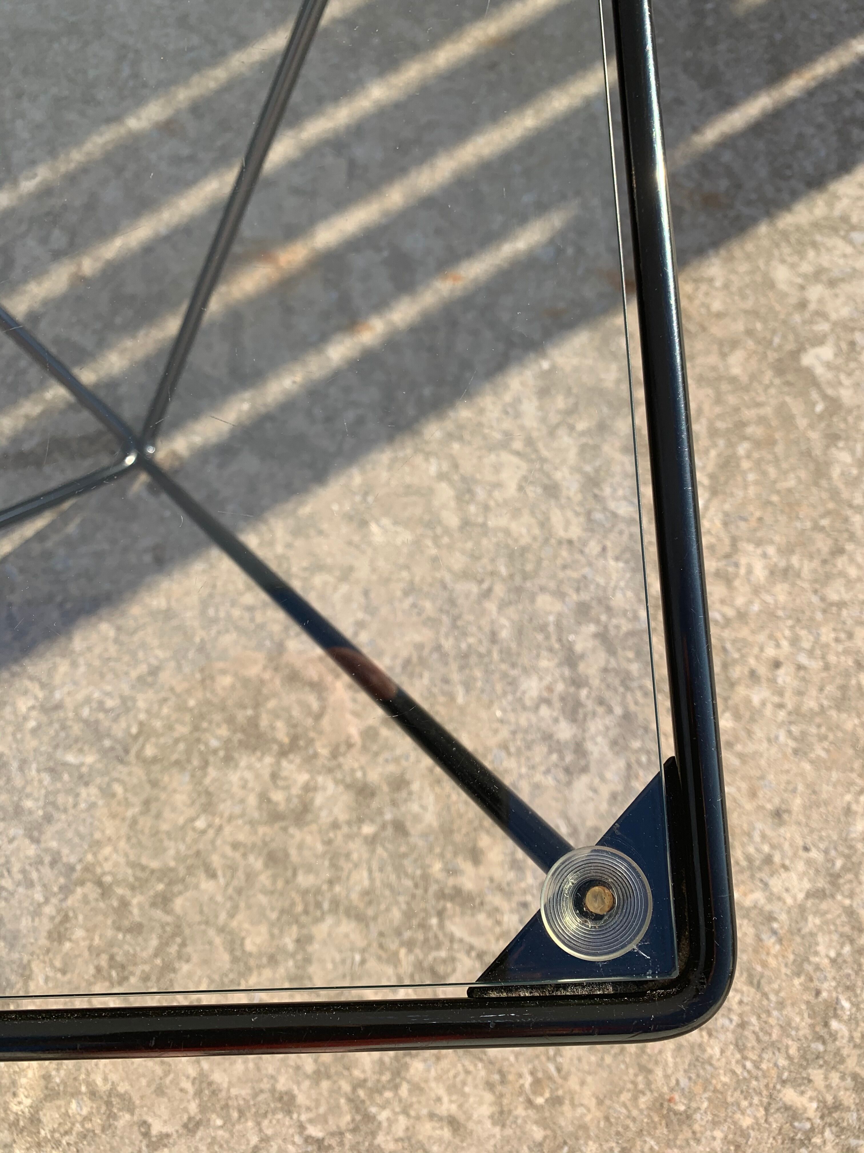 Square coffee table in black tubular steel, 1980