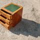 Pair of antique yew wood bedside tables with leather and brass by Doherty London.