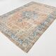Soft Peach & Blue Oushak Vintage Rug, Made in Anatolian, 220x304 Cm