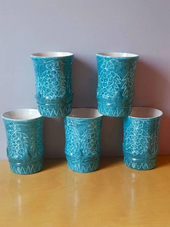 Ceramic glasses for orangeade J. Sagan, Vallauris