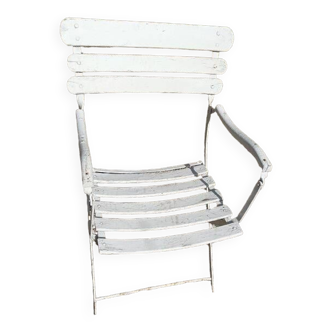 Garden lounge armchair wood metal iron patinated paint