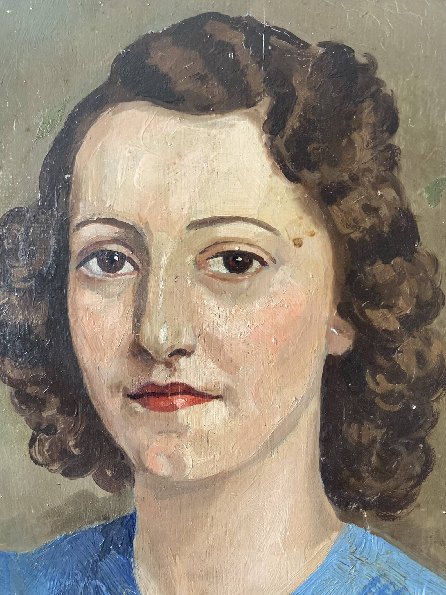 Signed portrait of a woman