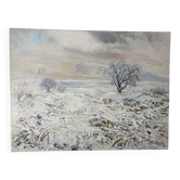 Paysage hivernale, huile sur toile signé Maurice Bouillot 1971