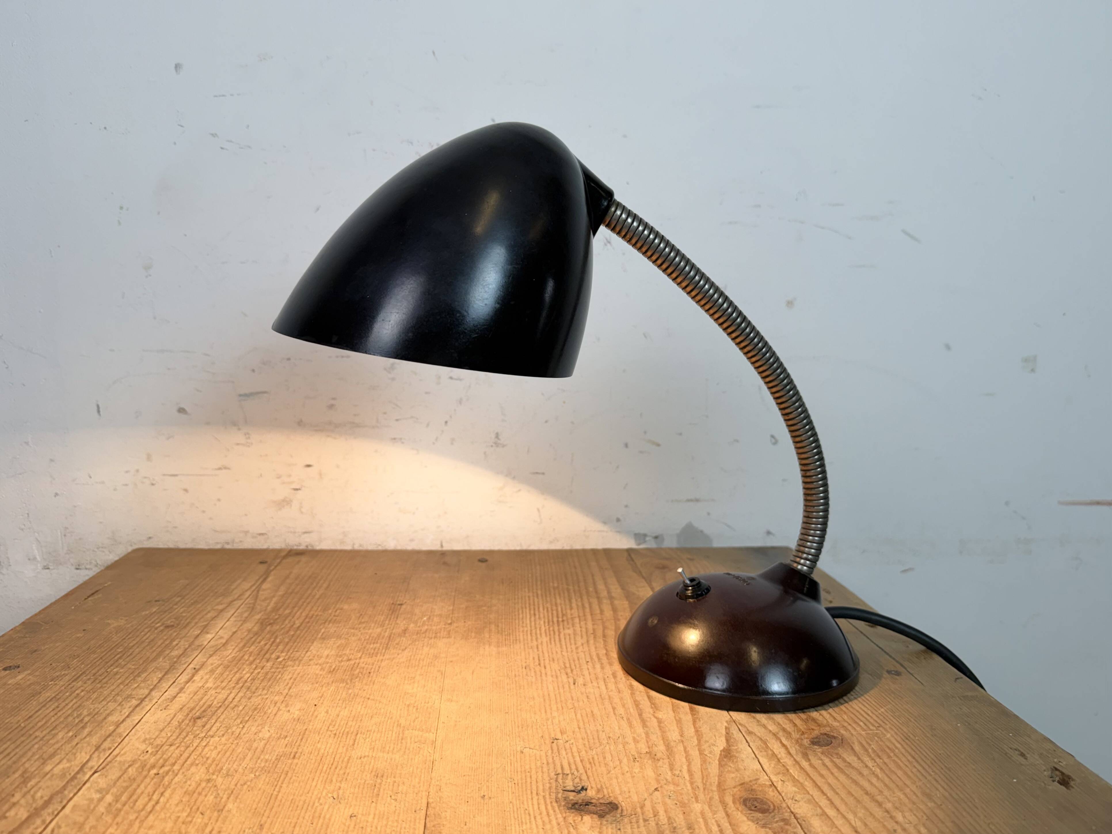 Vintage Brown Bakelite Gooseneck Table Lamp, 1950s