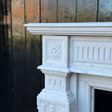 Louis XV style fireplace in white Carrara marble circa 1880