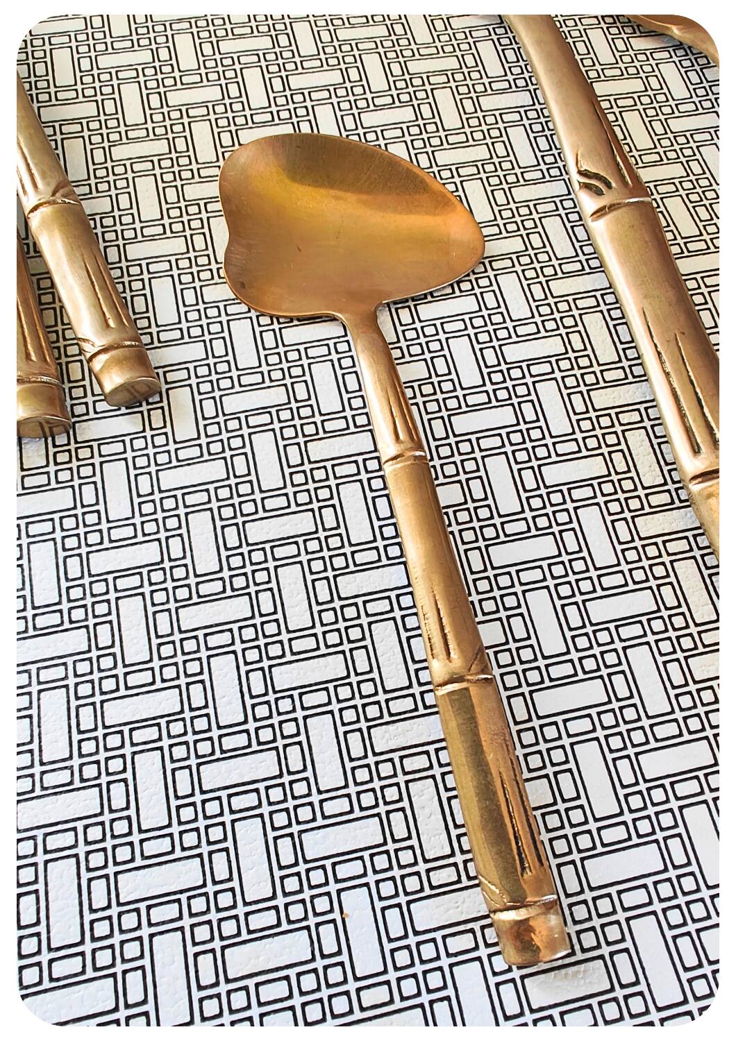 Service de couverts en laiton vintage 'bambou'