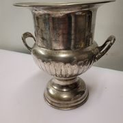 Antique champagne bucket in silver metal medicis shape
