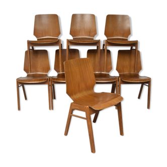 Série de 8 chaises pieds compas