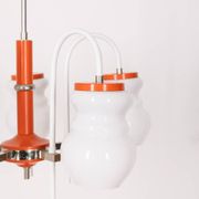 Vintage 70's chandelier in orange metal and glass italian design