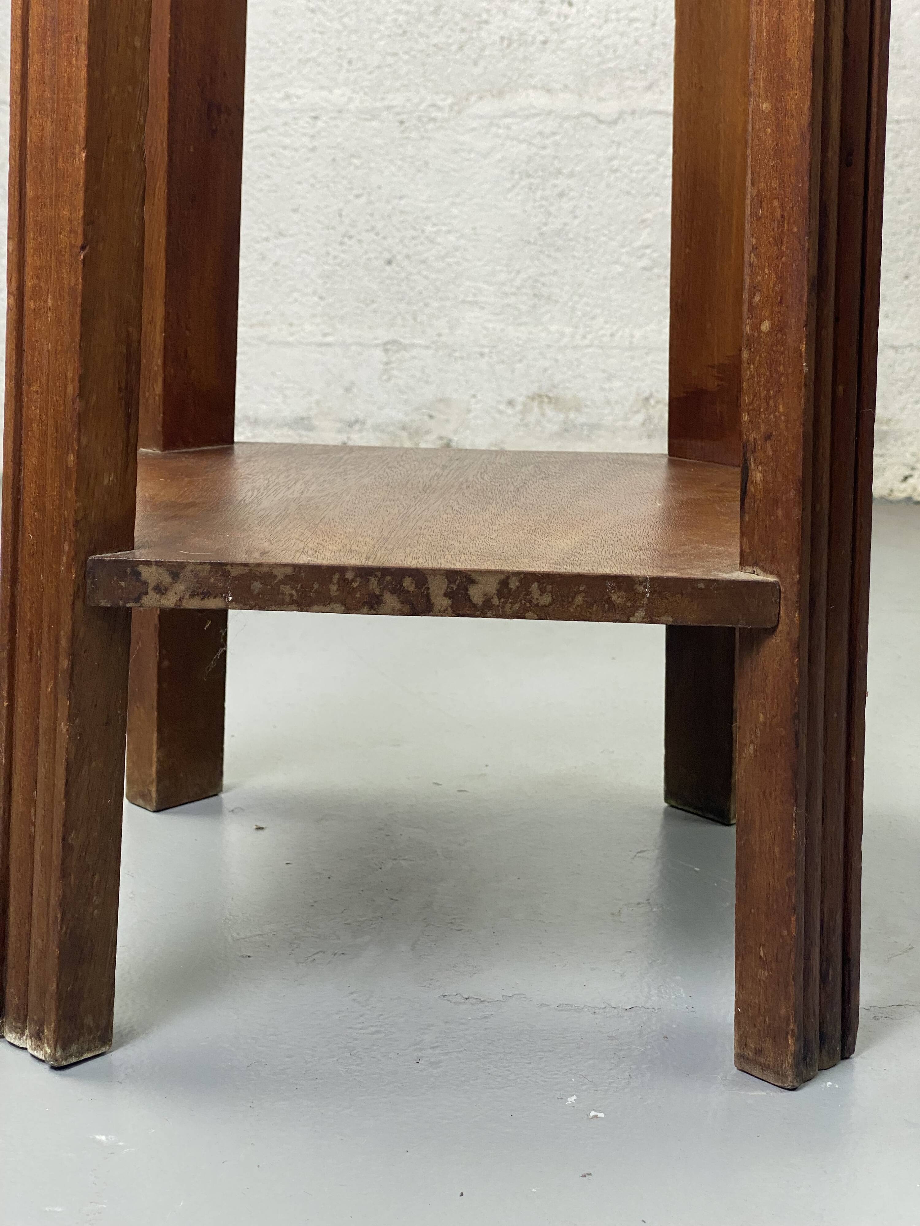 Wooden stool with marble top