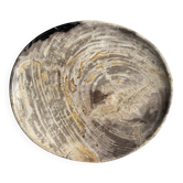 Petrified wood catchall or dish, grey with black rim, D29.5x25.5 -3321