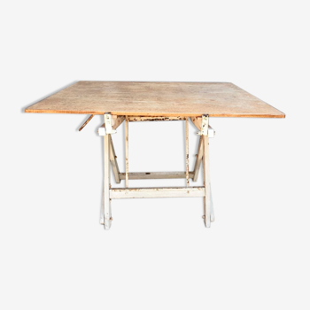 Table with architect's mechanism 1960 in white lacquered wood