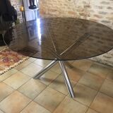 Vintage table roche bobois chrome and glass