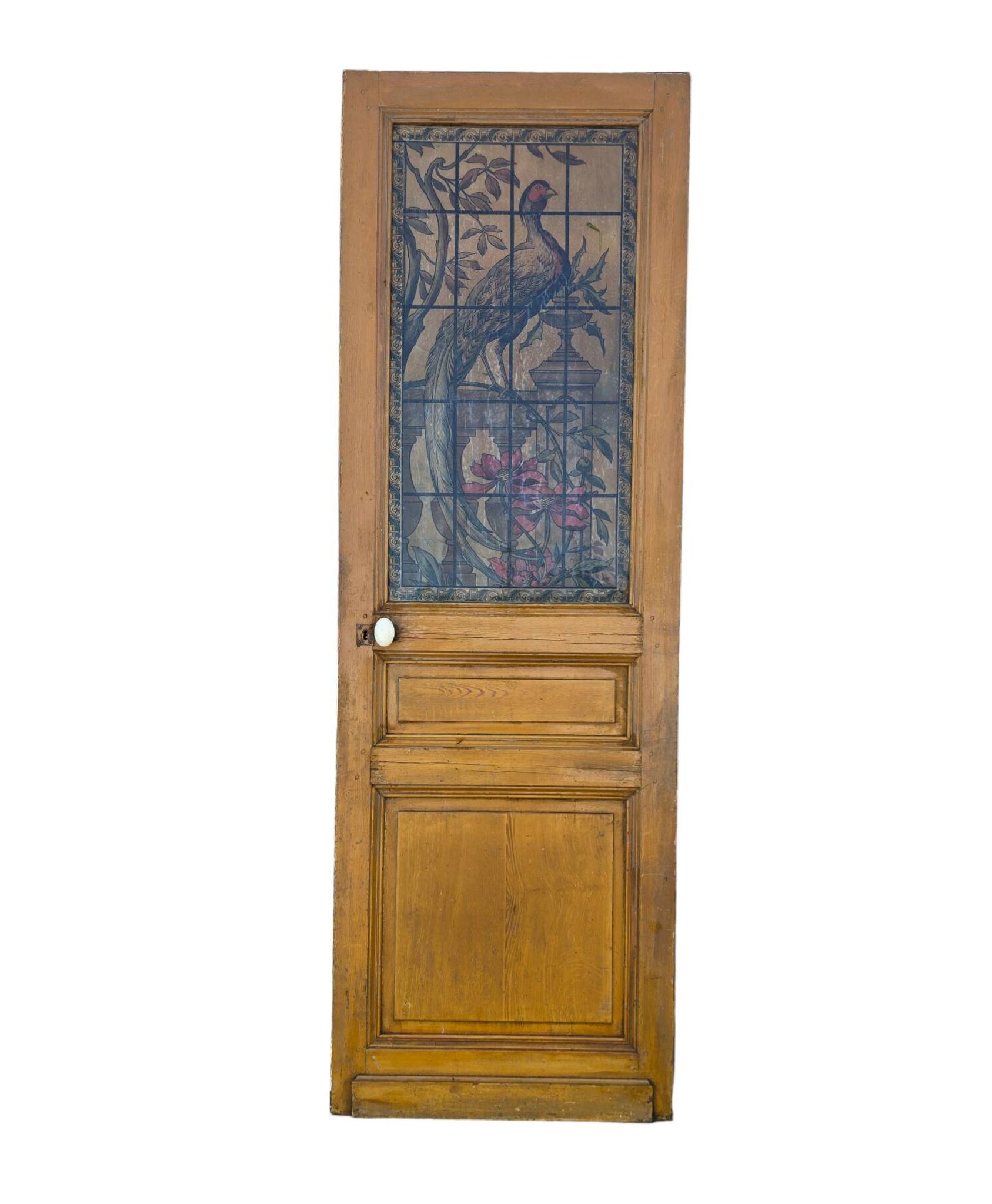 old door with decorated window