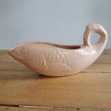 Pink ceramic fish saucière from Digoin, vintage