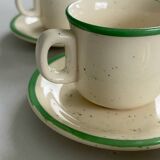 Set of 6 vintage speckled beige and green espresso cups – coffee service
