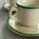 Set of 6 vintage speckled beige and green espresso cups – coffee service