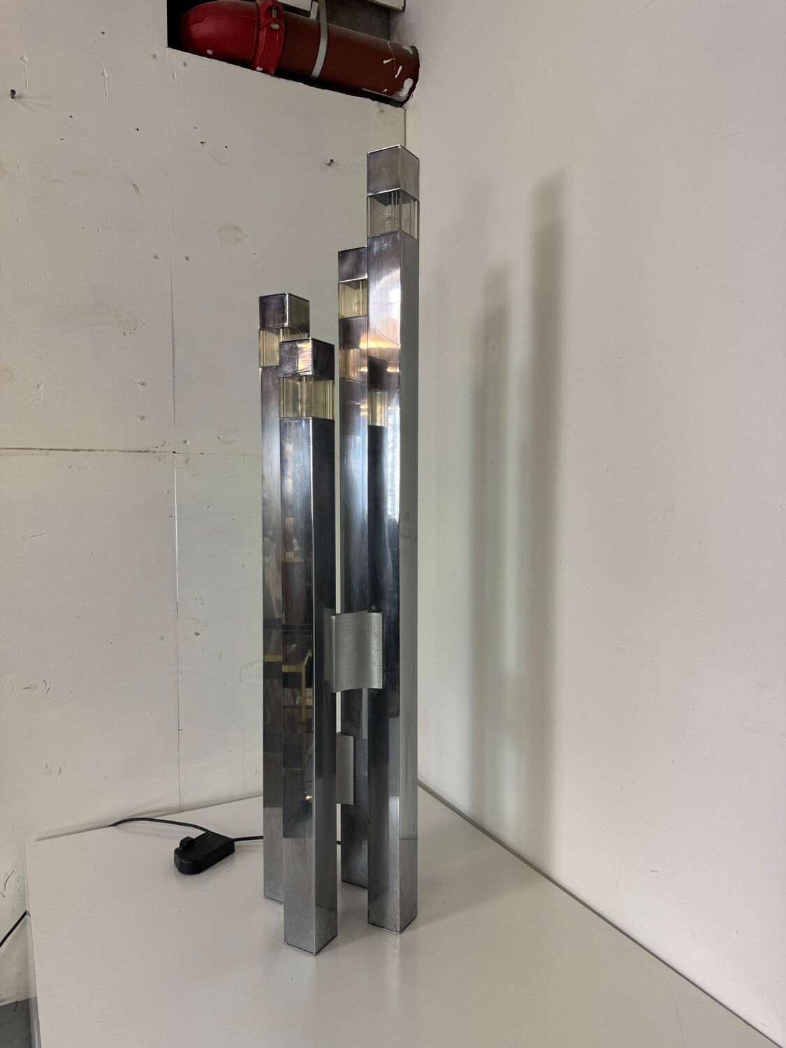 Mid-Century Modernist Italian Architectural Sciolari Cubic Floor Lamp by G