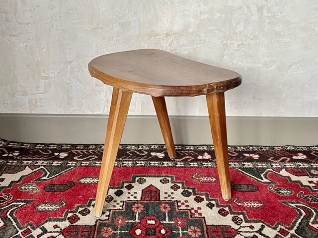 Vintage wooden tripod stool 1950