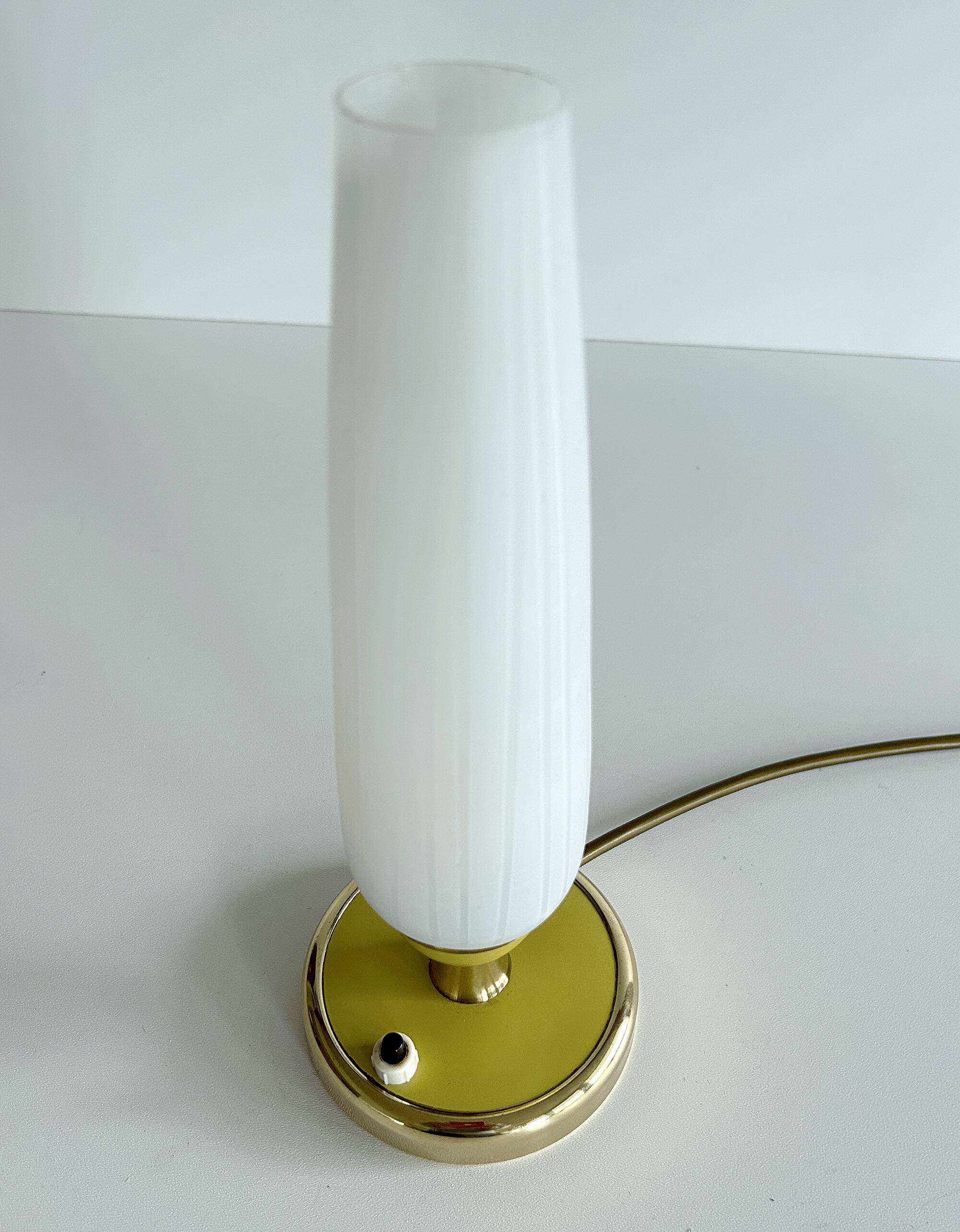 Vintage Lamp 50s Glass, Brass Glass, Yellow