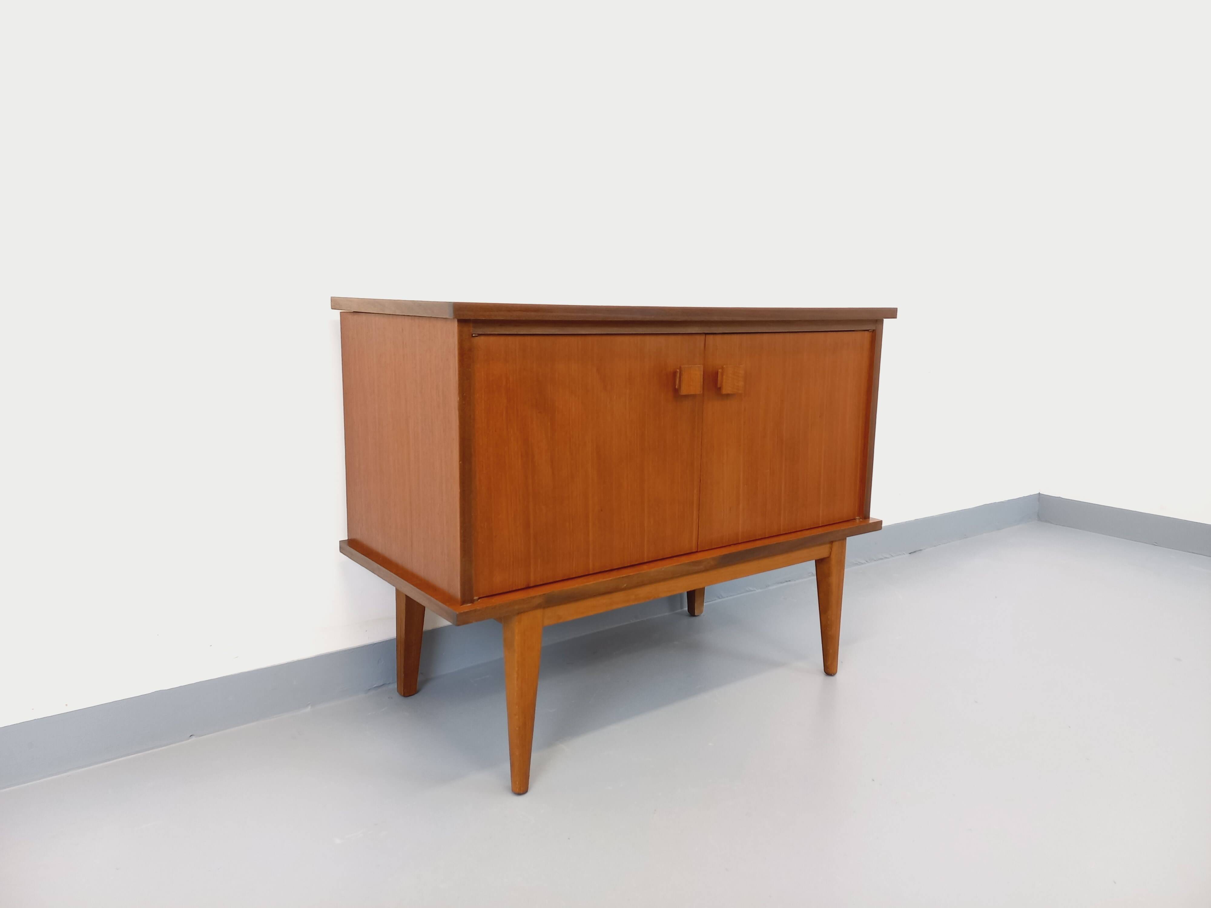 Small vintage Scandinavian teak sideboard from the 1960s.