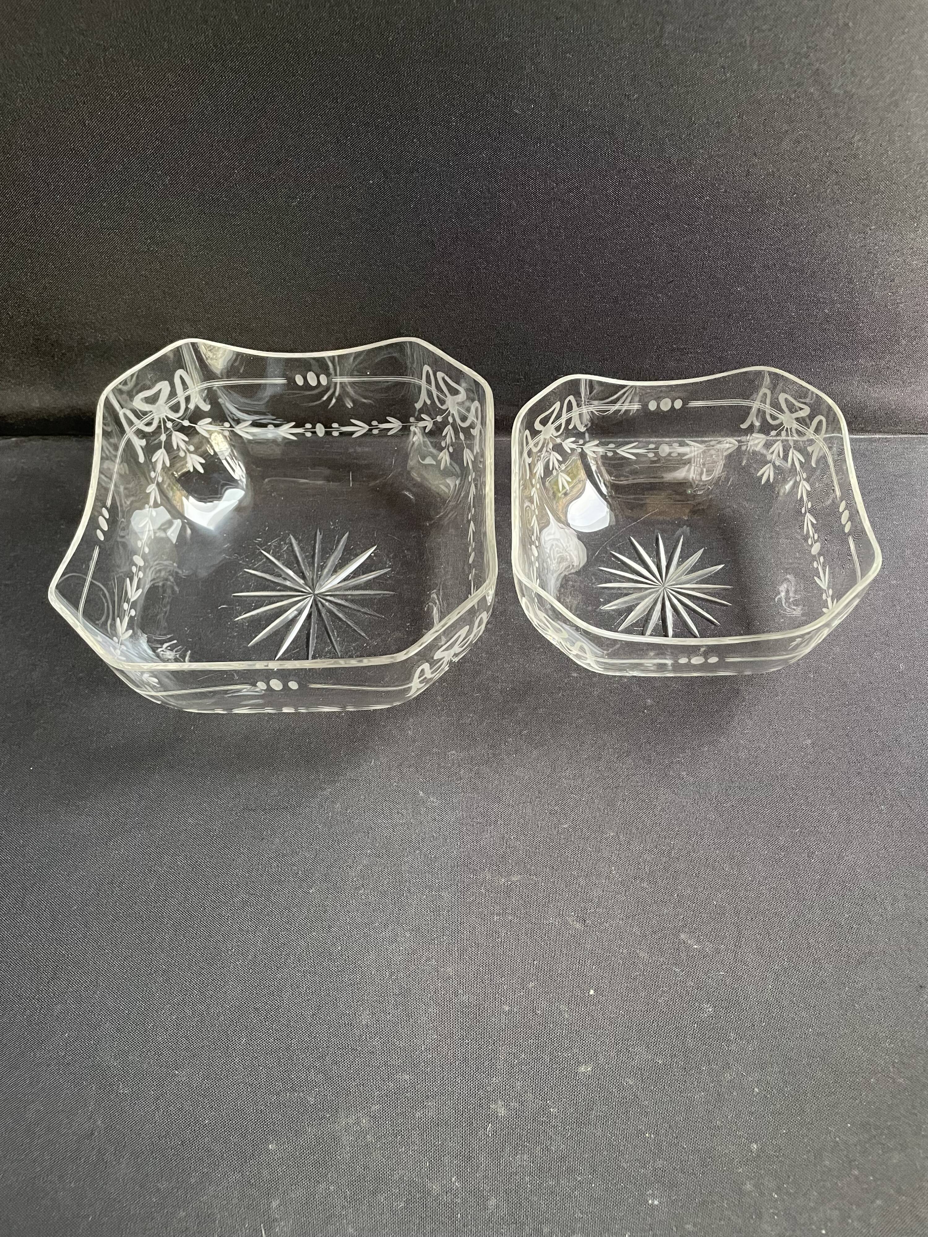 2 Louis XVI style cut crystal salad bowls