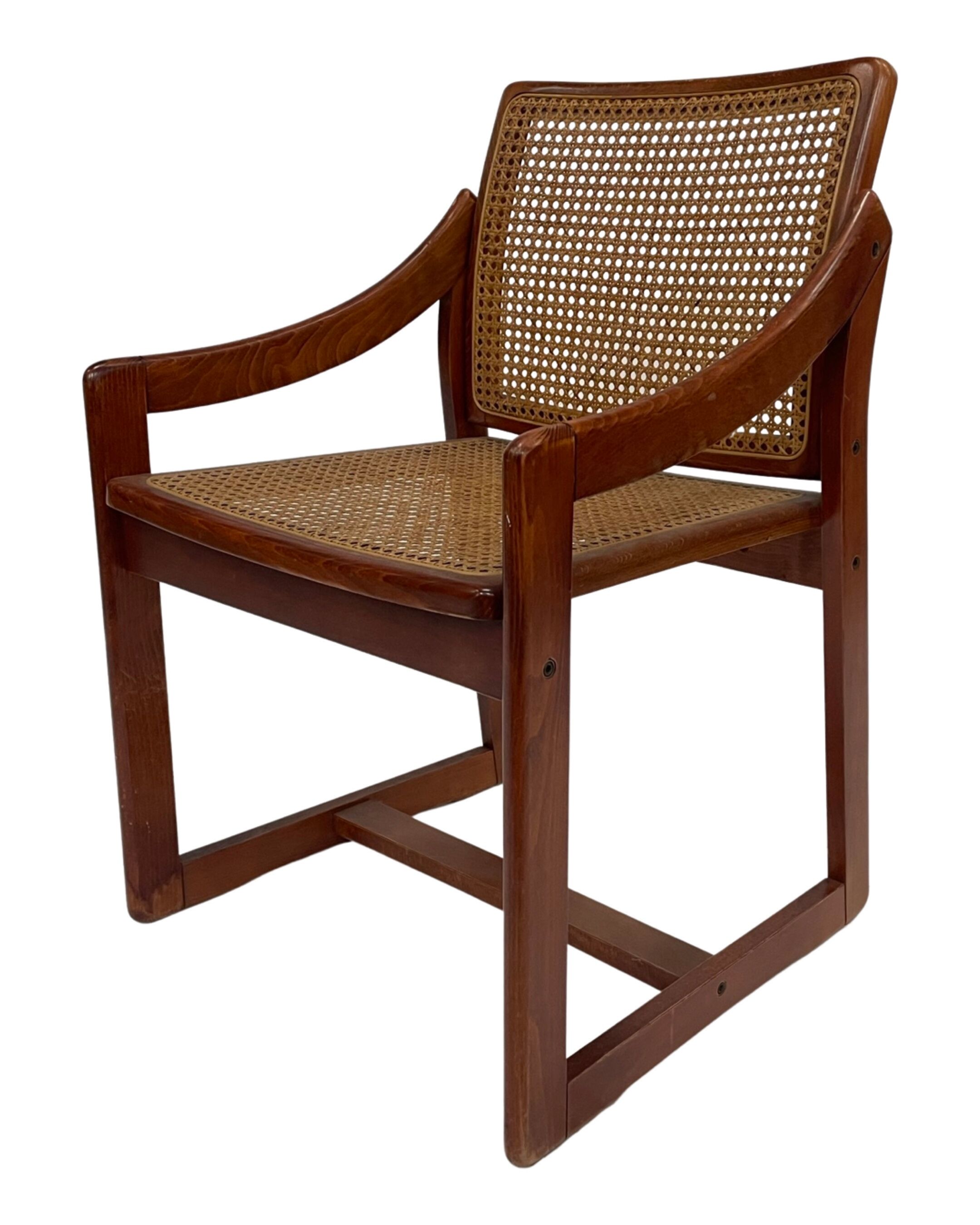 Vintage set of 4 dining chairs webbing beech wood design
