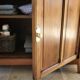 Vanity unit in solid walnut and Zimbabwean granite.
