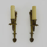 Old pair of wall sconces pot à feu, bronze, year 50 60