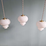 Scandinavian trio of suspensions in white opaline, 1960s