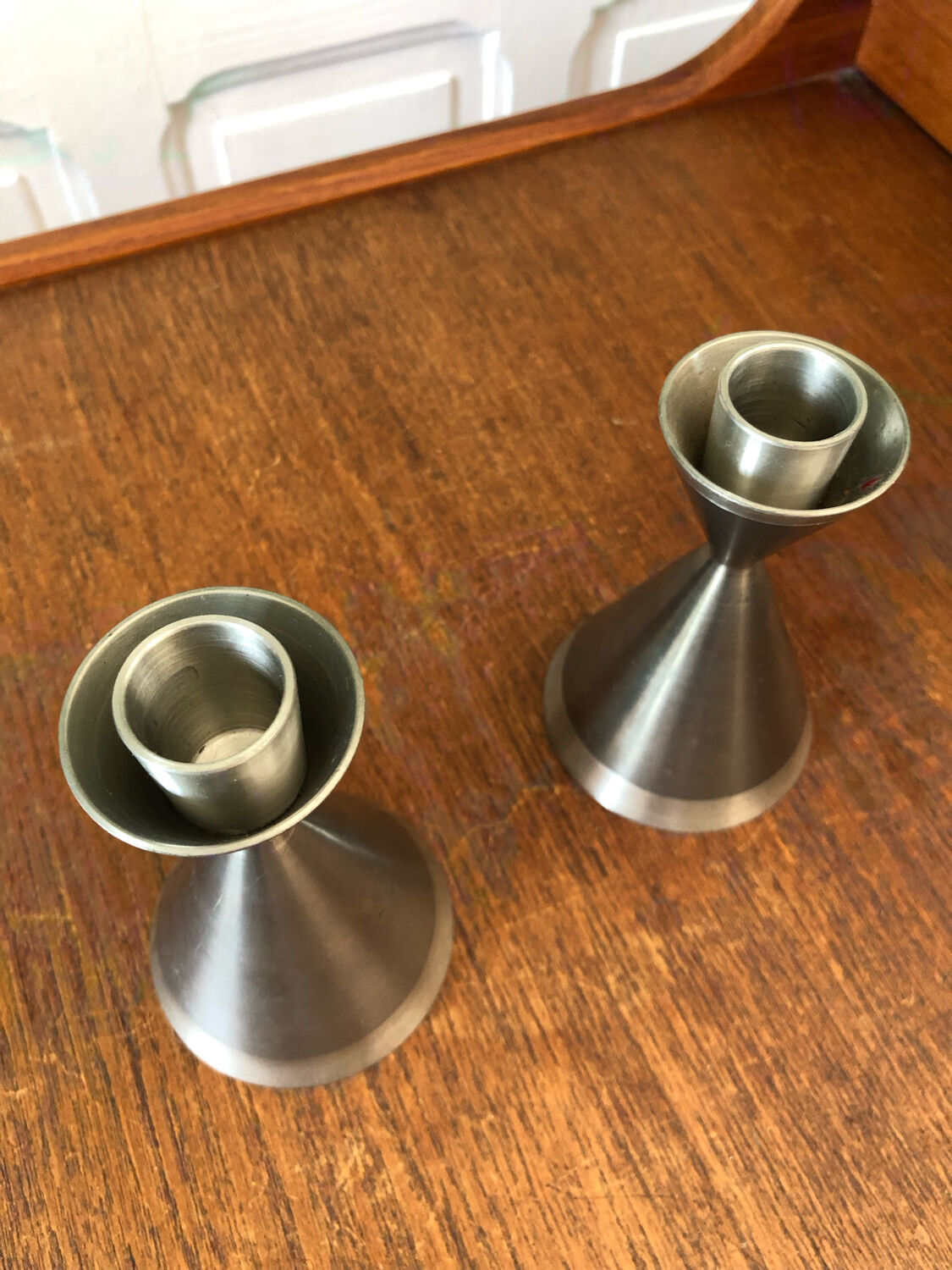 Pair of Scandinavian candle holders by Gjutet Tenn 1960