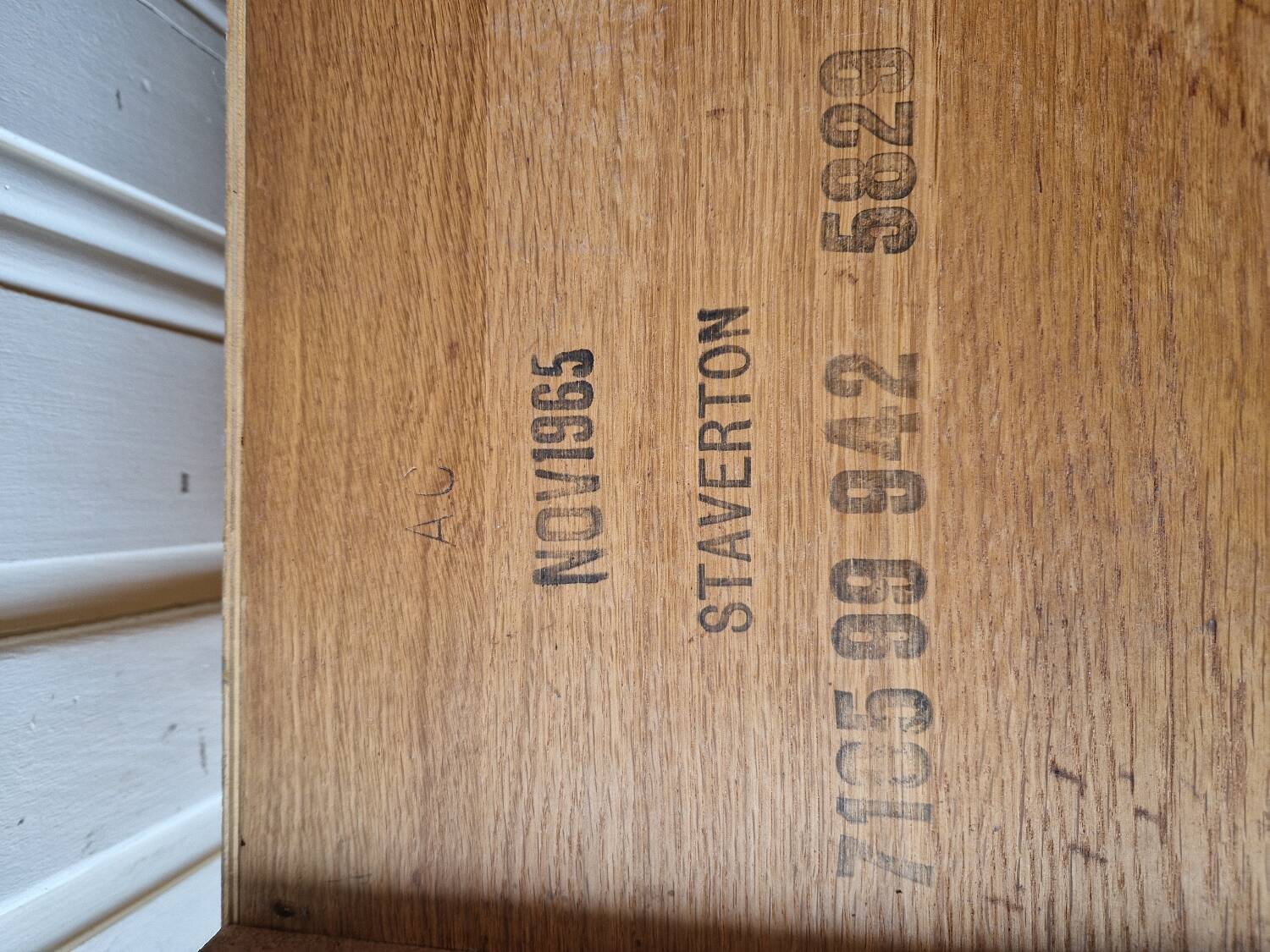 Mid-century oak bedside table 1965 by Raf Staverton