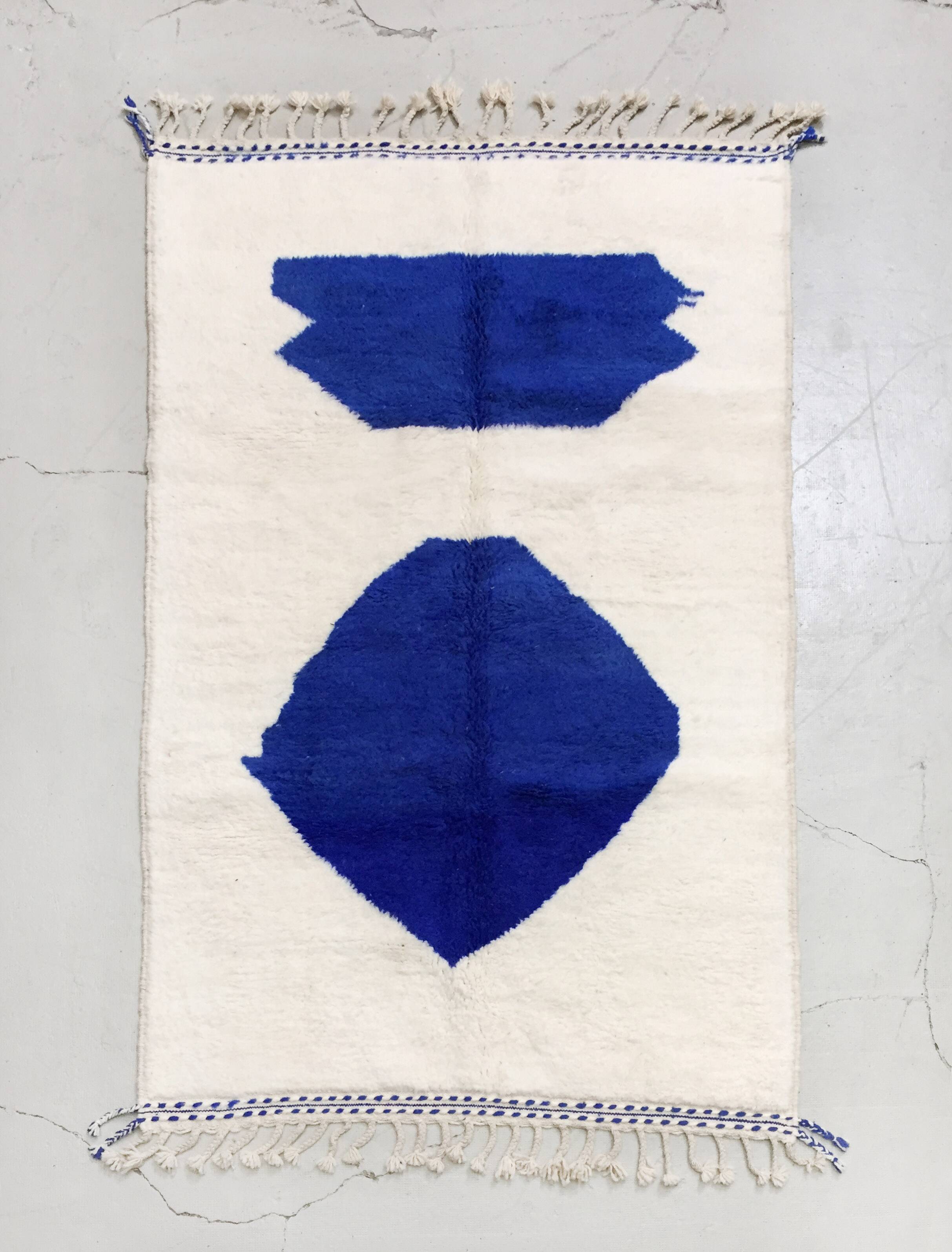 Authentic Moroccan Berber Beni Ouarain majorelle blue rug new