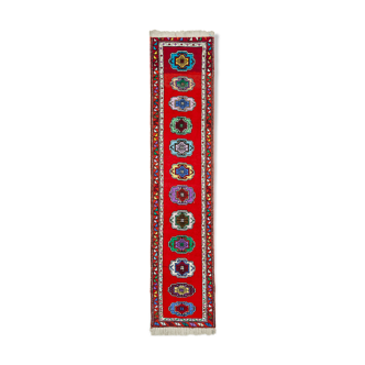 Tapis rouge anatolien tissé à la main 80 cm x 371 cm